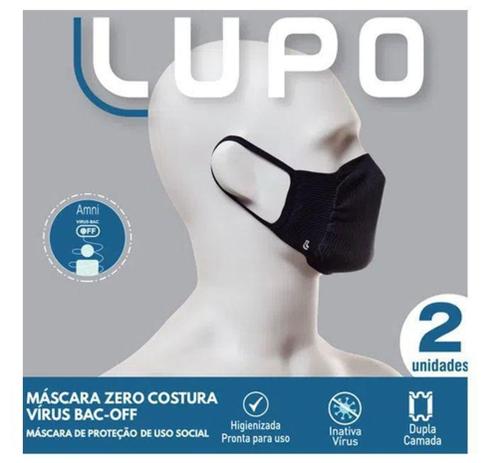 Kit 2 Máscara Lupo Fit Virus Bac Off Preto Menor preço em Kit 2 Máscara Lupo Fit Virus Bac Off Preto