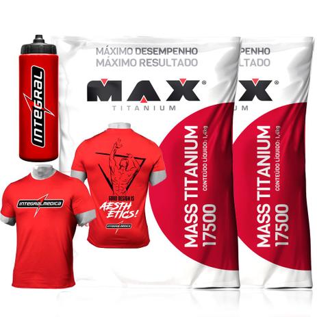 Kit 2 Mass Titanium 1,4 kg + Camiseta Integral + Squeeze - Max tianium Menor preço em Kit 2 Mass Titanium 1,4 kg + Camiseta Integral + Squeeze - Max tianium