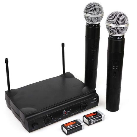 Kit 2 Microfones Sem Fio Wireless 100mt VHF Karaoke Kp-912 - Knup Menor preço em Kit 2 Microfones Sem Fio Wireless 100mt VHF Karaoke Kp-912 - Knup