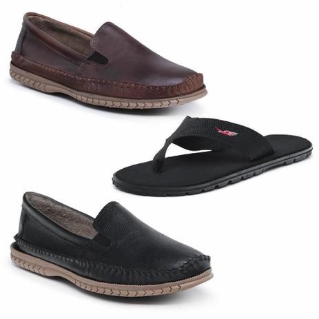 Kit 2 Mocassim Masculino Couro + Chinelo Casual Conforto - Eleganci - Kit  Masculino - Magazine Luiza