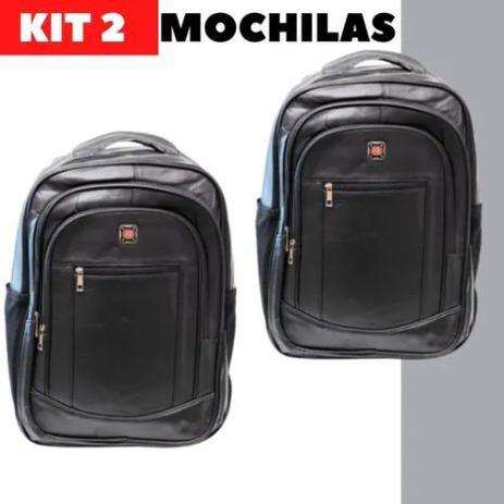 Kit 2 Mochilas Impermeável Com Divisória De Couro Porta Notebook - F.W Menor preço em Kit 2 Mochilas Impermeável Com Divisória De Couro Porta Notebook - F.W