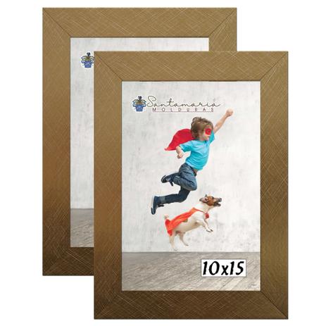 Kit 2 Molduras Porta Retrato 10X15 Dourado - Santamaria molduras Menor preço em Kit 2 Molduras Porta Retrato 10X15 Dourado - Santamaria molduras