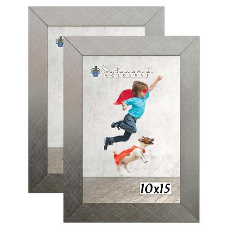 Kit 2 Molduras Porta Retrato 10X15 Prateado - Santamaria molduras Menor preço em Kit 2 Molduras Porta Retrato 10X15 Prateado - Santamaria molduras
