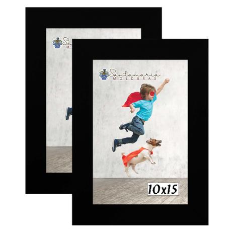Kit 2 Molduras Porta Retrato 10X15 Preto - Santamaria Molduras Menor preço em Kit 2 Molduras Porta Retrato 10X15 Preto - Santamaria Molduras
