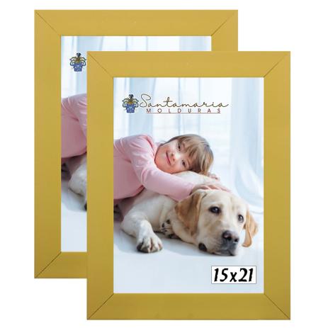 Kit 2 Molduras Porta Retrato 15X21 Amarelo - Santamaria molduras Menor preço em Kit 2 Molduras Porta Retrato 15X21 Amarelo - Santamaria molduras
