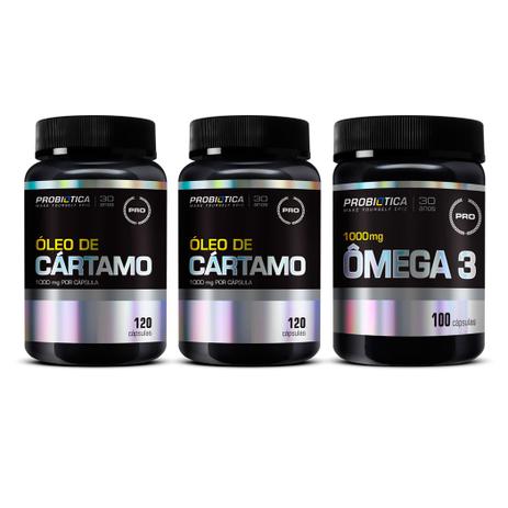Kit 2 Óleo de Cártamo 120 Caps + Ômega 3 100 Caps Probiótica Menor preço em Kit 2 Óleo de Cártamo 120 Caps + Ômega 3 100 Caps Probiótica