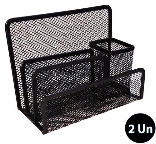 Kit 2 Organizador Mesa Escritorio Porta Treco Canetas Lapis Aramado Metal Preto - Prime Menor preço em Kit 2 Organizador Mesa Escritorio Porta Treco Canetas Lapis Aramado Metal Preto - Prime