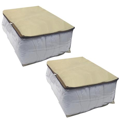 Kit 2 Organizadores Multiuso Porta Edredom Toalha Cobertor Guarda Roupas 45x45x20 cm - Nacional Menor preço em Kit 2 Organizadores Multiuso Porta Edredom Toalha Cobertor Guarda Roupas 45x45x20 cm - Nacional
