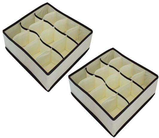 Kit 2 Organizadores Tnt Colmeia Gaveta 12 Nicho Biquini Cueca Meia Cor: Bege - Unica Menor preço em Kit 2 Organizadores Tnt Colmeia Gaveta 12 Nicho Biquini Cueca Meia Cor: Bege - Unica