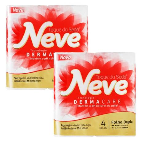Kit 2 Pacotes Papel Higiênico Neutro Folha Dupla Neve Com 4 Rolos - Loja CleanUp Menor preço em Kit 2 Pacotes Papel Higiênico Neutro Folha Dupla Neve Com 4 Rolos - Loja CleanUp