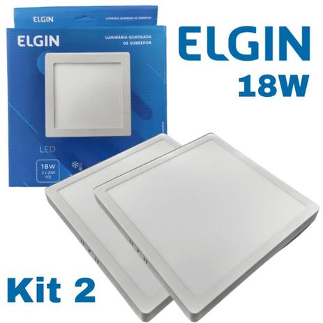 KIT 2 Painel Plafon LED Sobrepor Quadrado 18W B Frio ELGIN Menor preço em KIT 2 Painel Plafon LED Sobrepor Quadrado 18W B Frio ELGIN