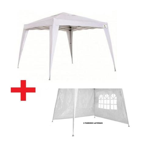 Kit 2 Paredes + Gazebo Tenda Branca Base 3mx3m Topo 2,40mx2,40m Dobravel Bel Menor preço em Kit 2 Paredes + Gazebo Tenda Branca Base 3mx3m Topo 2,40mx2,40m Dobravel Bel