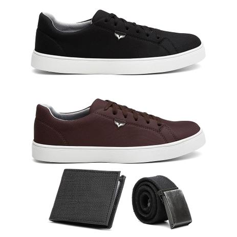 Kit 2 Pares Sapatênis Tênis Casual Masculino Preto/Café - Lorenzzo lopez Menor preço em Kit 2 Pares Sapatênis Tênis Casual Masculino Preto/Café - Lorenzzo lopez