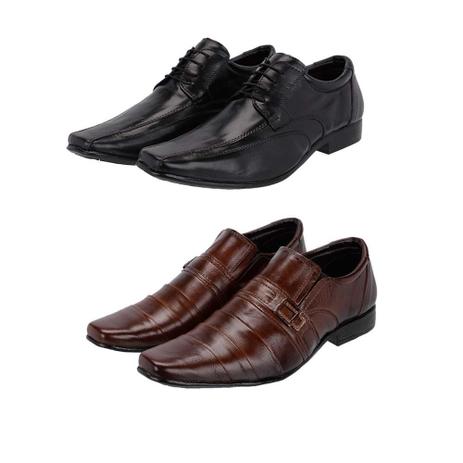 Kit 2 Pares Sapato Social Couro Masculino Macio Conforto - Leoppé - Sapato Social Masculino - Magazine Luiza