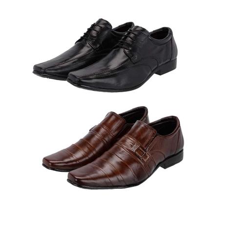 Kit 2 Pares Sapato Social Couro Masculino Macio Conforto - Leoppé - Sapato  Social Masculino - Magazine Luiza