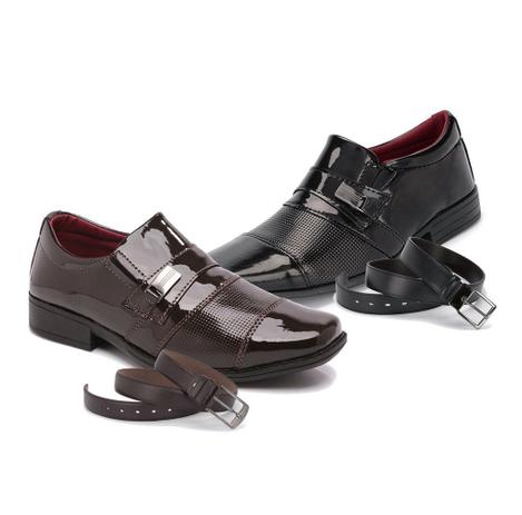Kit 2 Pares Sapato Social Infantil Verniz Com 2 Cintos Schiareli 444 Preto  e Marrom - Moda Infantil - Magazine Luiza