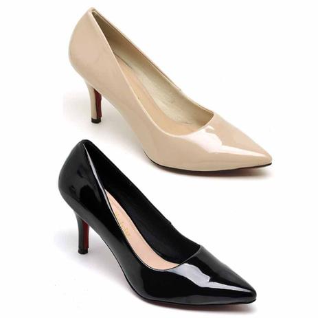 scarpin nude e preto