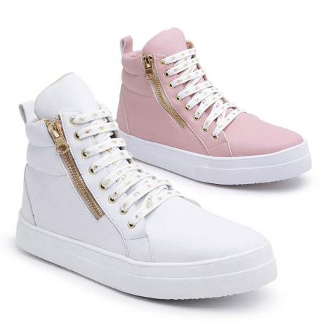 tenis feminino rosa e branco