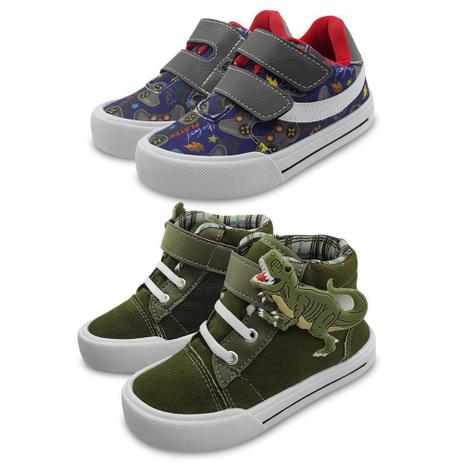 Kit 2 Pares Tênis Infantil Mz Flex Menino Rex Dinossauro e Marinho/Astros - MZ SHOES Menor preço em Kit 2 Pares Tênis Infantil Mz Flex Menino Rex Dinossauro e Marinho/Astros - MZ SHOES