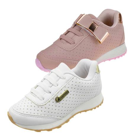 Kit 2 Pares Tênis Sapato Infantil Feminino Menina Escolar - Club Happy Menor preço em Kit 2 Pares Tênis Sapato Infantil Feminino Menina Escolar - Club Happy