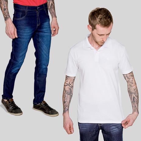 camisa polo jeans masculina