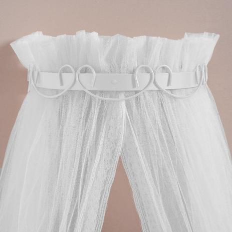 Kit 2 Peças Mosquiteiro Filó Tule Branco e Dossel de Parede Arabesco Branco - Zilu enxovais Menor preço em Kit 2 Peças Mosquiteiro Filó Tule Branco e Dossel de Parede Arabesco Branco - Zilu enxovais