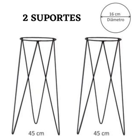 Kit 2 peças suporte p/ vasos chão tripé 45cm diâmetro 16cm - Mykale Arte e Ferro Menor preço em Kit 2 peças suporte p/ vasos chão tripé 45cm diâmetro 16cm - Mykale Arte e Ferro