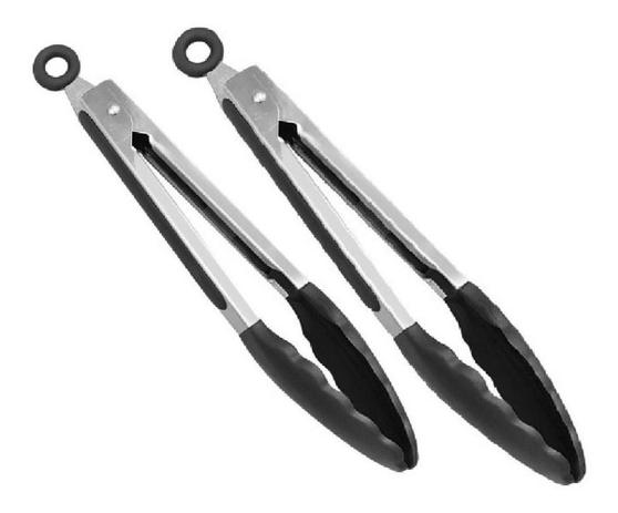 Kit 2 Pegadores Pinça Silicone Tamanhos 30cm e 25cm para Salada Churrasco Inox Fritura Preto - Unica é ruim? Kit 2 Pegadores Pinça Silicone Tamanhos 30cm e 25cm para Salada Churrasco Inox Fritura Preto - Unica é boa?