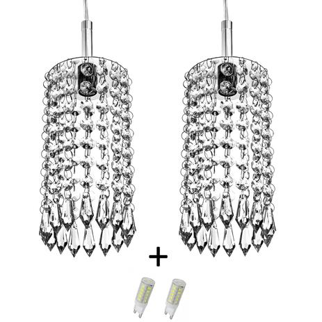 Kit 2 Pendente De Cristal Acrilico Redondo Clearcrillic com Lâmpadas 3000K (Branco Quente) - Marryluz Menor preço em Kit 2 Pendente De Cristal Acrilico Redondo Clearcrillic com Lâmpadas 3000K (Branco Quente) - Marryluz