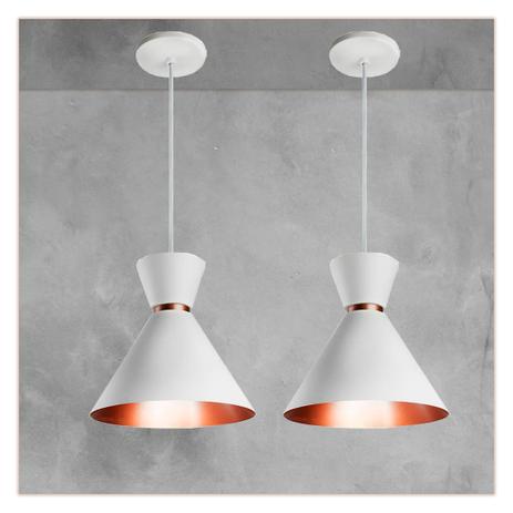 Kit 2 Pendente Luxo R.R.J.V 18Cm Branco / Cobre - R.R.J.V Negócios Menor preço em Kit 2 Pendente Luxo R.R.J.V 18Cm Branco / Cobre - R.R.J.V Negócios