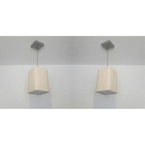 Kit/2 Pendente Md-4007 Cupula Tec Quadrado 25/16x16cm Algodão Cru - Vivare iluminação Menor preço em Kit/2 Pendente Md-4007 Cupula Tec Quadrado 25/16x16cm Algodão Cru - Vivare iluminação