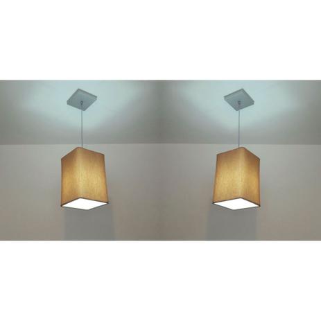 Kit/2 Pendente Md-4007 Cupula Tecido Quadrado 25/16x16cm Palha - Vivare iluminação Menor preço em Kit/2 Pendente Md-4007 Cupula Tecido Quadrado 25/16x16cm Palha - Vivare iluminação