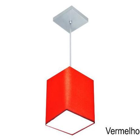 Kit/2 Pendente Md-4007 Cupula Tecido Quadrado 25/16x16cm Vermelho - Vivare iluminação Menor preço em Kit/2 Pendente Md-4007 Cupula Tecido Quadrado 25/16x16cm Vermelho - Vivare iluminação