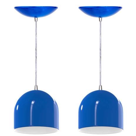 Kit 2 Pendentes Bullet (Azul / Branco) - Shop da iluminação Menor preço em Kit 2 Pendentes Bullet (Azul / Branco) - Shop da iluminação