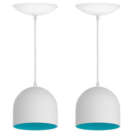Kit 2 Pendentes Bullet (Branco Textura / Turquesa) - Shop da iluminação Menor preço em Kit 2 Pendentes Bullet (Branco Textura / Turquesa) - Shop da iluminação