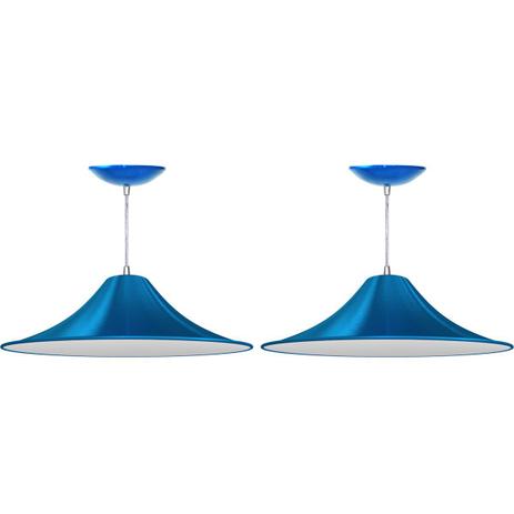 Kit 2 Pendentes Chapéu Chinês (Azul Metálico / Branco) - Shop da iluminação Menor preço em Kit 2 Pendentes Chapéu Chinês (Azul Metálico / Branco) - Shop da iluminação
