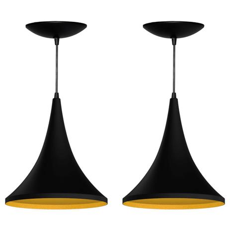 Kit 2 Pendentes Colibri (Preto Textura / Dourado) - Shop da iluminação é boa?