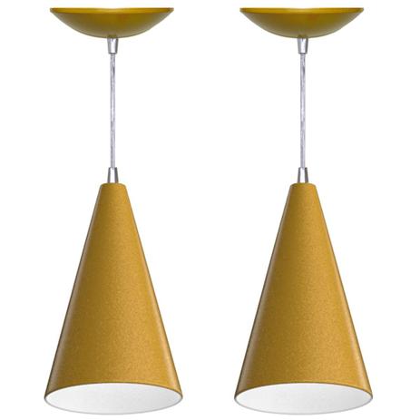 Kit 2 Pendentes Cone (Dourado / Branco) - Shop da iluminação Menor preço em Kit 2 Pendentes Cone (Dourado / Branco) - Shop da iluminação