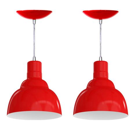 Kit 2 Pendentes PRV (Vermelho / Branco) - Shop da iluminação Menor preço em Kit 2 Pendentes PRV (Vermelho / Branco) - Shop da iluminação