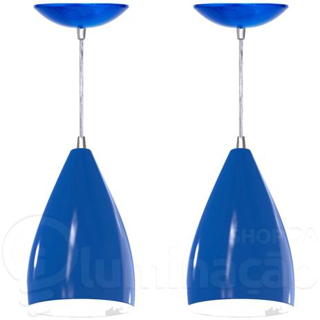 Kit 2 Pendentes Vegas (Azul / Branco) - Shop da iluminação Menor preço em Kit 2 Pendentes Vegas (Azul / Branco) - Shop da iluminação