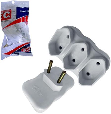 Kit 2 pinos adaptadores com 3 vias frontal cada branco homelink - F.c Menor preço em Kit 2 pinos adaptadores com 3 vias frontal cada branco homelink - F.c