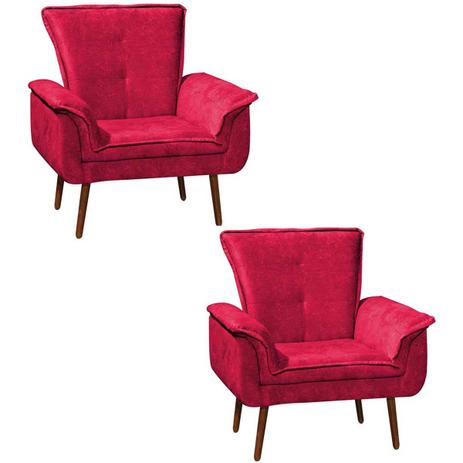 Kit 2 Poltronas Betina Luxo Decorativas Animale Vermelho - Casa chick Menor preço em Kit 2 Poltronas Betina Luxo Decorativas Animale Vermelho - Casa chick