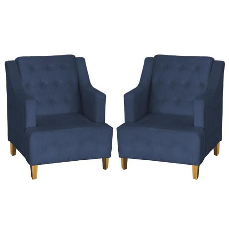 Kit 2 Poltronas Decorativa Paris Suede Azul Marinho Takeda Estofados Menor preço em Kit 2 Poltronas Decorativa Paris Suede Azul Marinho Takeda Estofados
