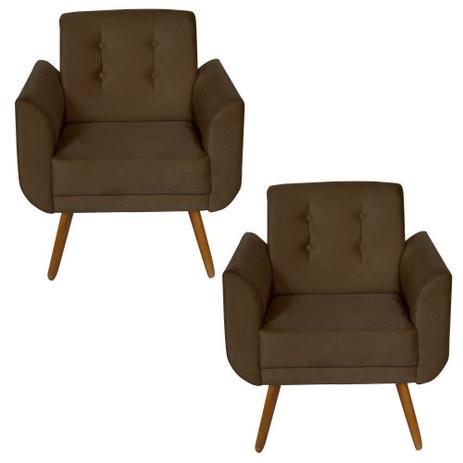 Kit 2 Poltronas Decorativas Ágata Suede Marrom - Kasa Sofá Menor preço em Kit 2 Poltronas Decorativas Ágata Suede Marrom - Kasa Sofá