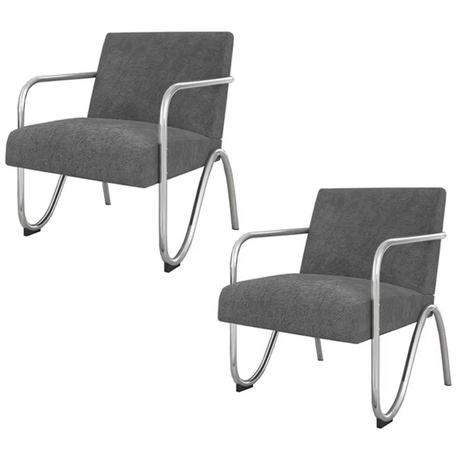 Kit 2 Poltronas Decorativas Aspen Linho Cinza Casa Chick Menor preço em Kit 2 Poltronas Decorativas Aspen Linho Cinza Casa Chick