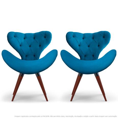 Kit 2 Poltronas Decorativas Cadeiras Egg com Capitonê Azul Turquesa com Base Fixa de Madeira - Lubrano decor Menor preço em Kit 2 Poltronas Decorativas Cadeiras Egg com Capitonê Azul Turquesa com Base Fixa de Madeira - Lubrano decor