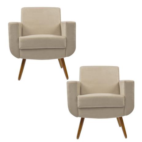 Kit 2 Poltronas Decorativas Cristal Suede Bege - Kasa Sofá Menor preço em Kit 2 Poltronas Decorativas Cristal Suede Bege - Kasa Sofá