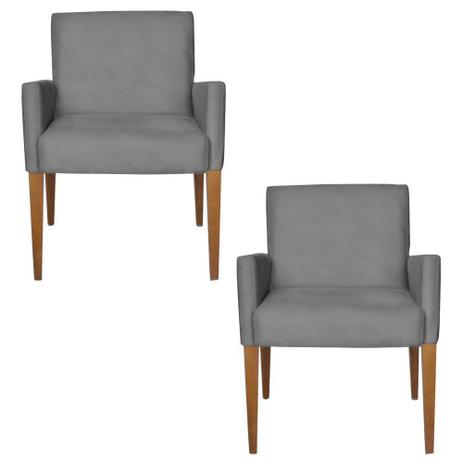 Kit 2 Poltronas Decorativas Sofia Suede Cinza - Kasa Sofá Menor preço em Kit 2 Poltronas Decorativas Sofia Suede Cinza - Kasa Sofá