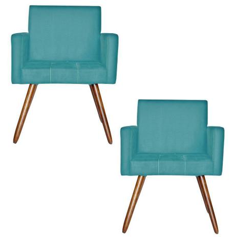 Kit 2 Poltronas Decorativas Vitoria Suede Azul - Kasa Sofá Menor preço em Kit 2 Poltronas Decorativas Vitoria Suede Azul - Kasa Sofá