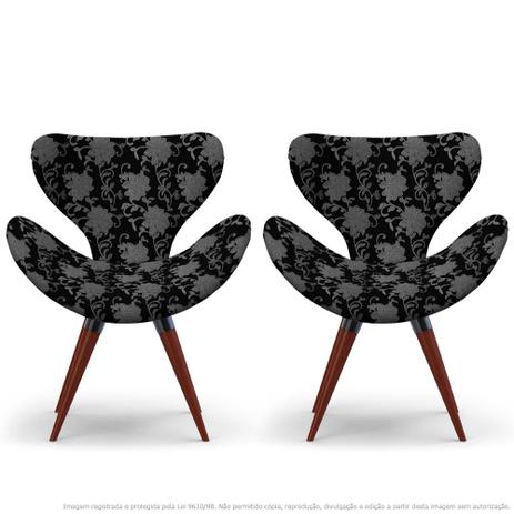 Kit 2 Poltronas Egg Floral Cinza e Preto Cadeira Decorativa com Base Fixa - Lubrano decor Menor preço em Kit 2 Poltronas Egg Floral Cinza e Preto Cadeira Decorativa com Base Fixa - Lubrano decor